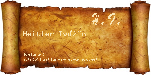 Heitler Iván névjegykártya