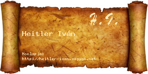 Heitler Iván névjegykártya